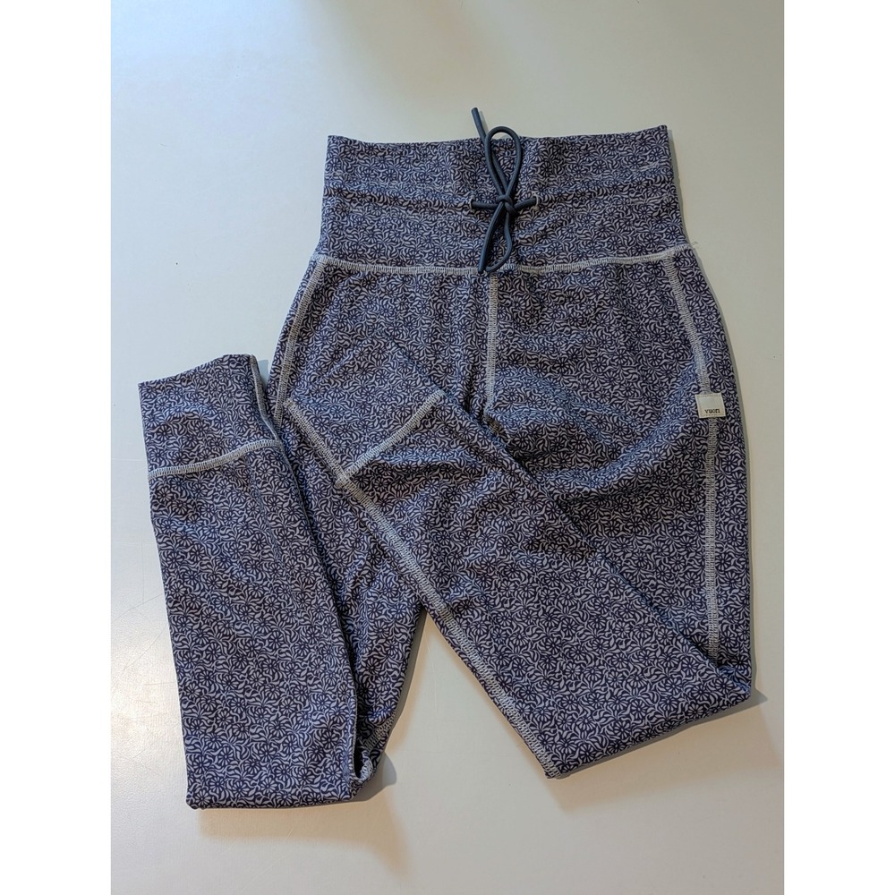 Vuori Daily Leggings Womens XS Blue Floral Pattern High Waist Drawstring